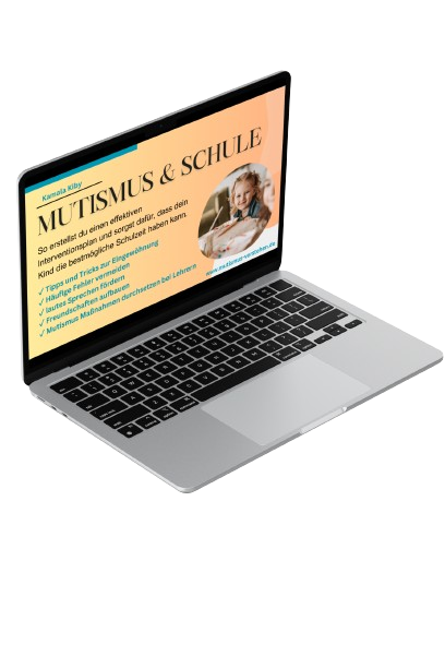 Laptop mit geöffnetem Kurs Mutismus und Schule